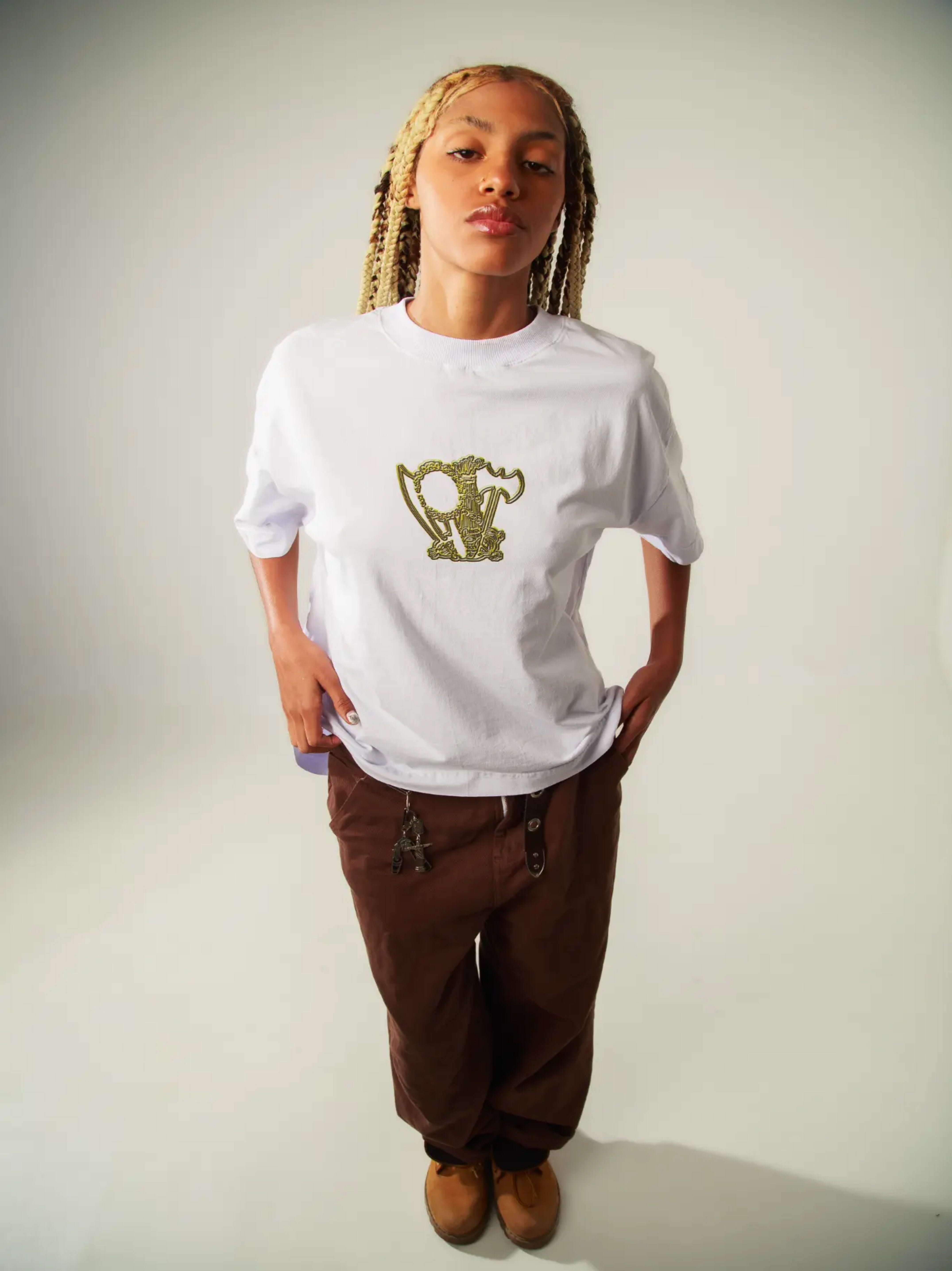 Camiseta Boxy Minha Fé É Forte - Amarela