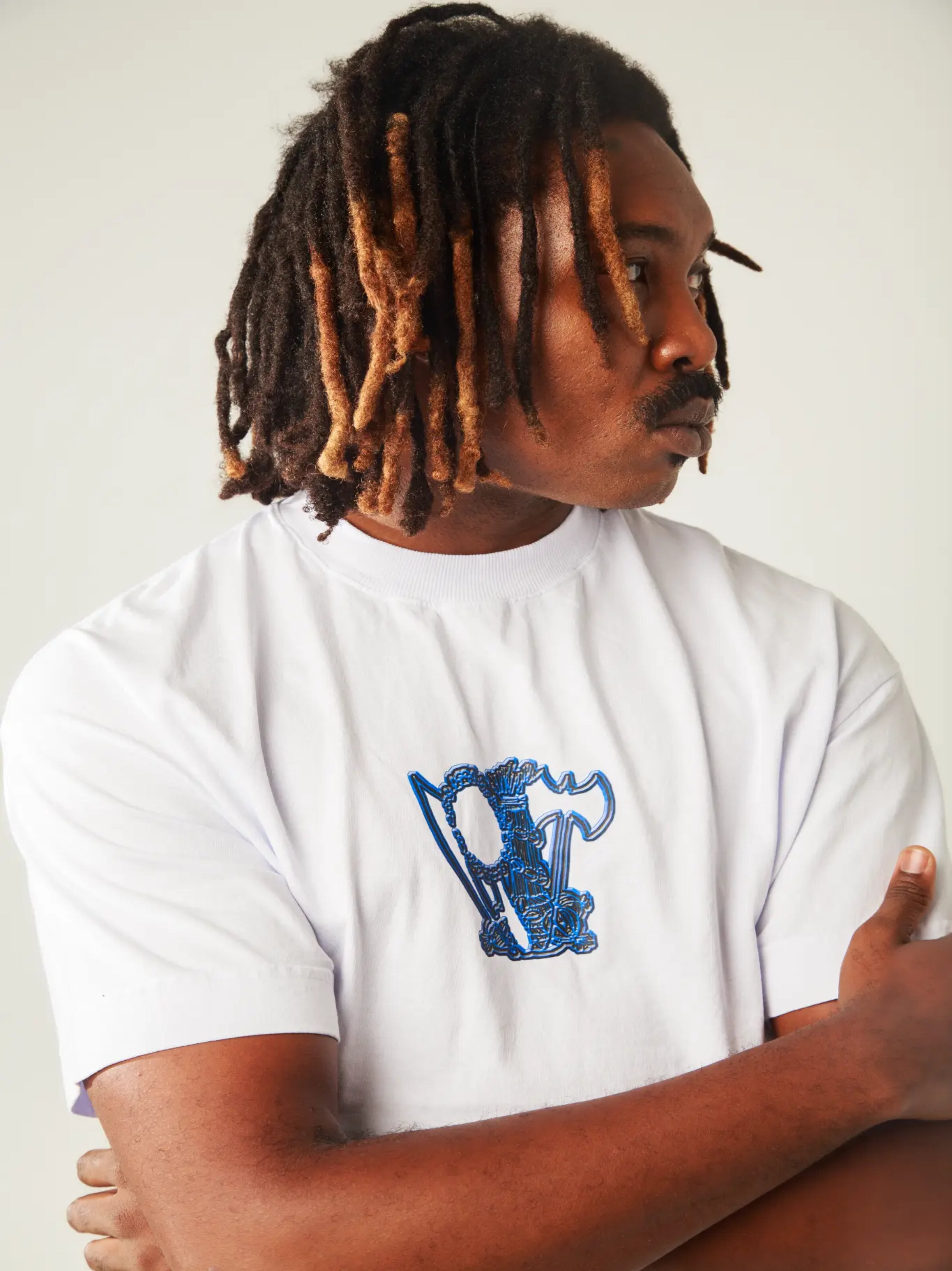 Camiseta Boxy Minha Fé É Forte - Azul