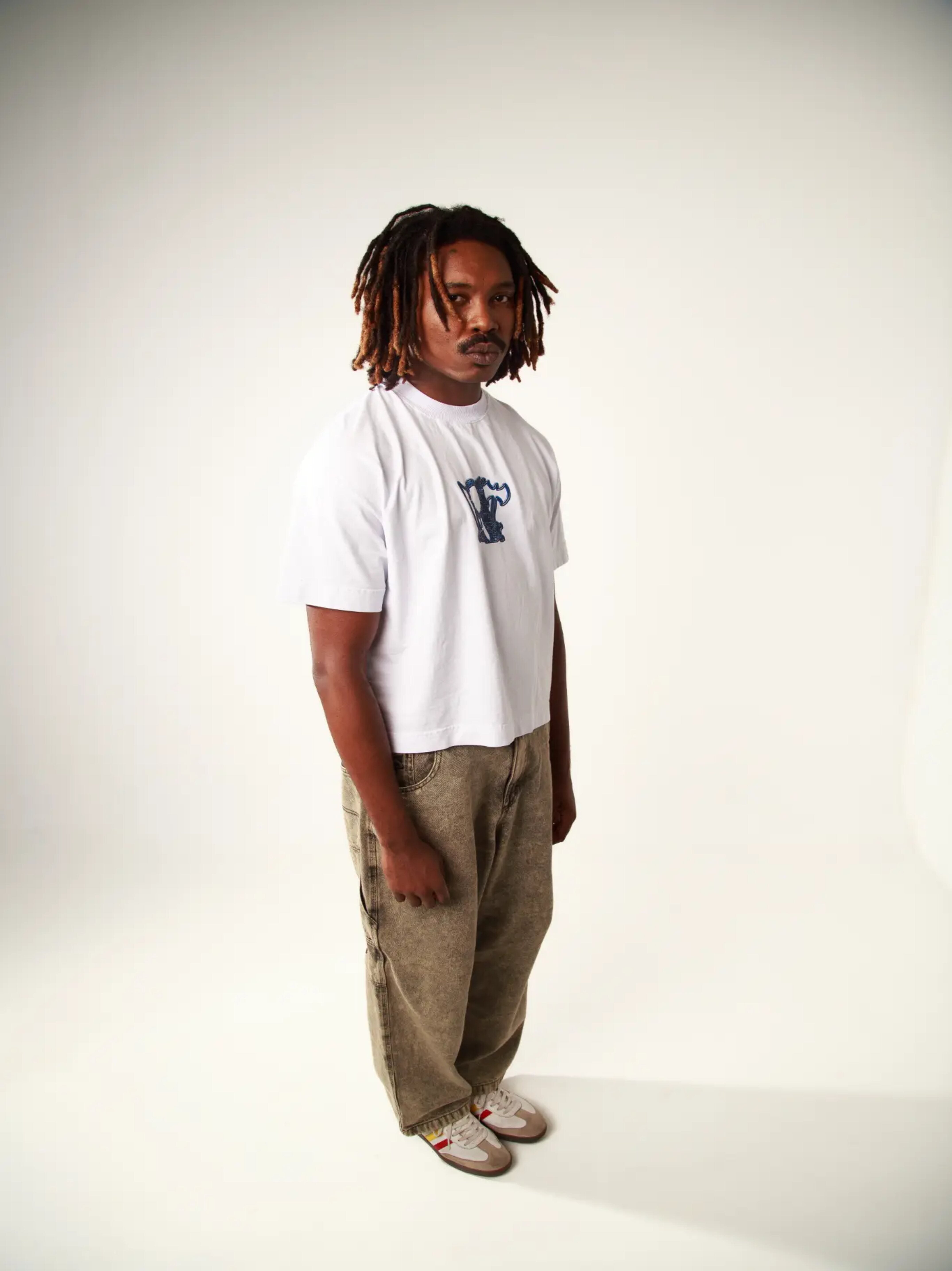 Camiseta Boxy Minha Fé É Forte - Azul