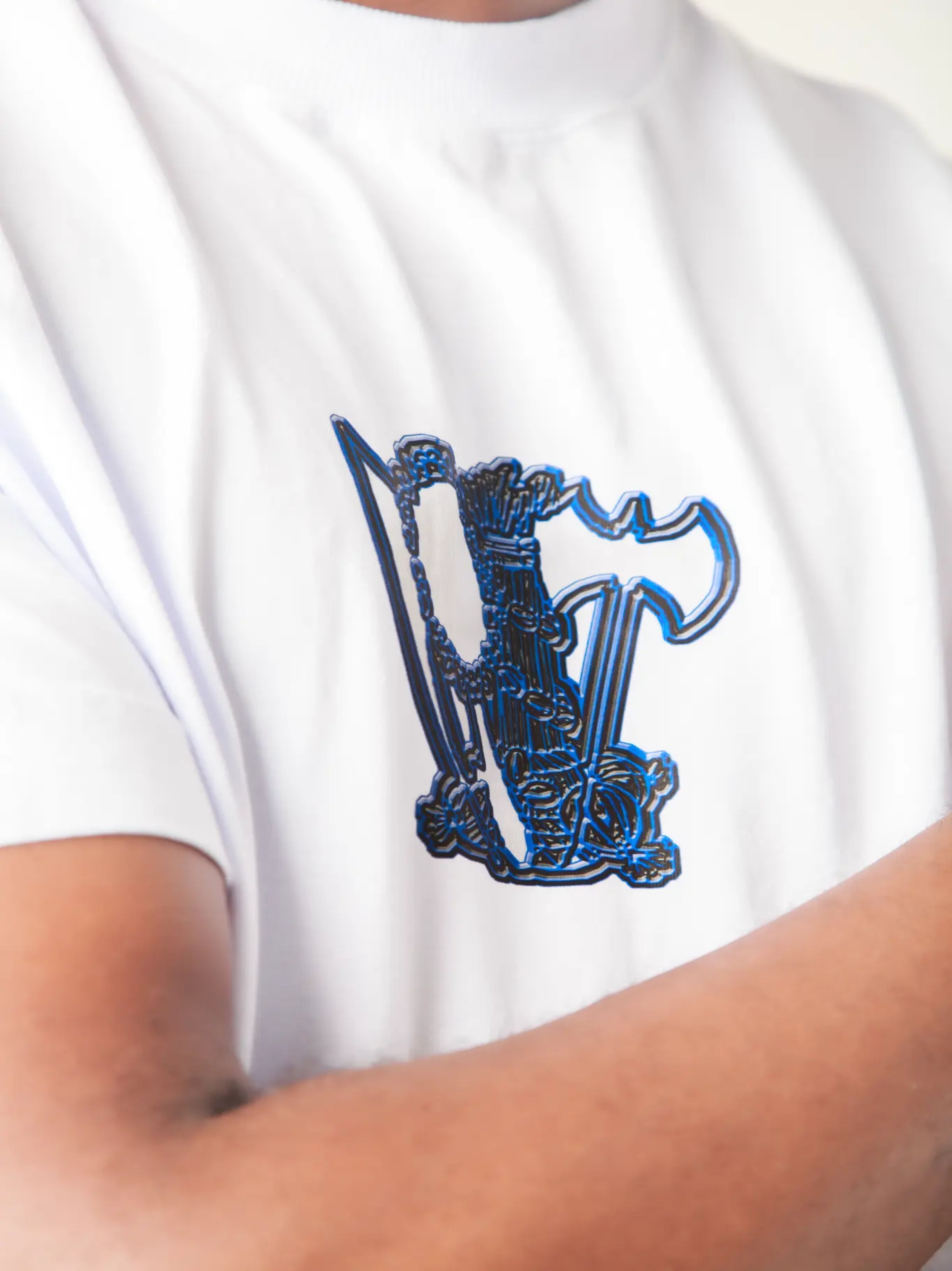 Camiseta Boxy Minha Fé É Forte - Azul